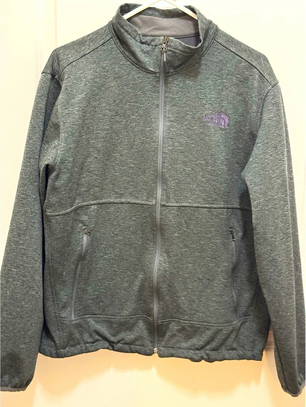 The North Face Men’s L Gray Heather Full Zip Jacket Lightweight Performance